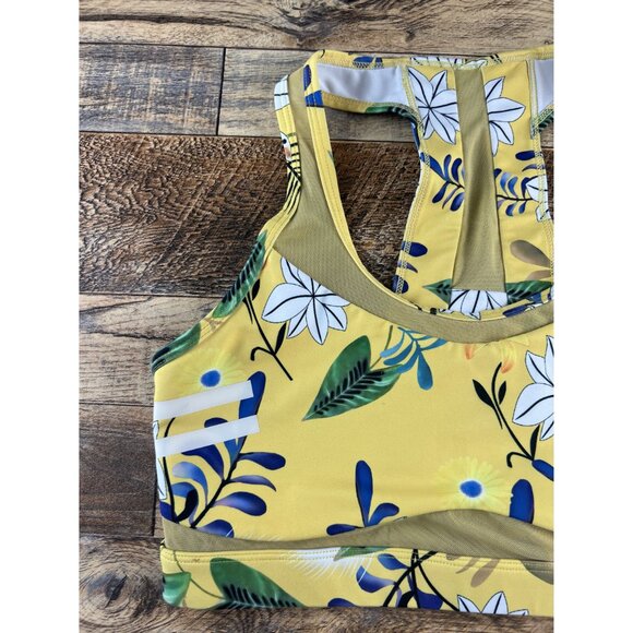 Zyia Active Sports Bra Floral Racerback Floral Reflective Light N Tight Medium - Picture 2 of 5